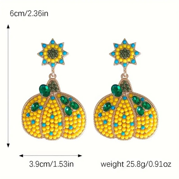 Pumpkin Beaded Dangle Earrings - Picture 3 of 3